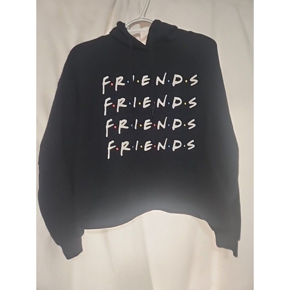 Women’s Friends TV Show Crop Sweat Shirt Hoodie Size Small Black Pullover